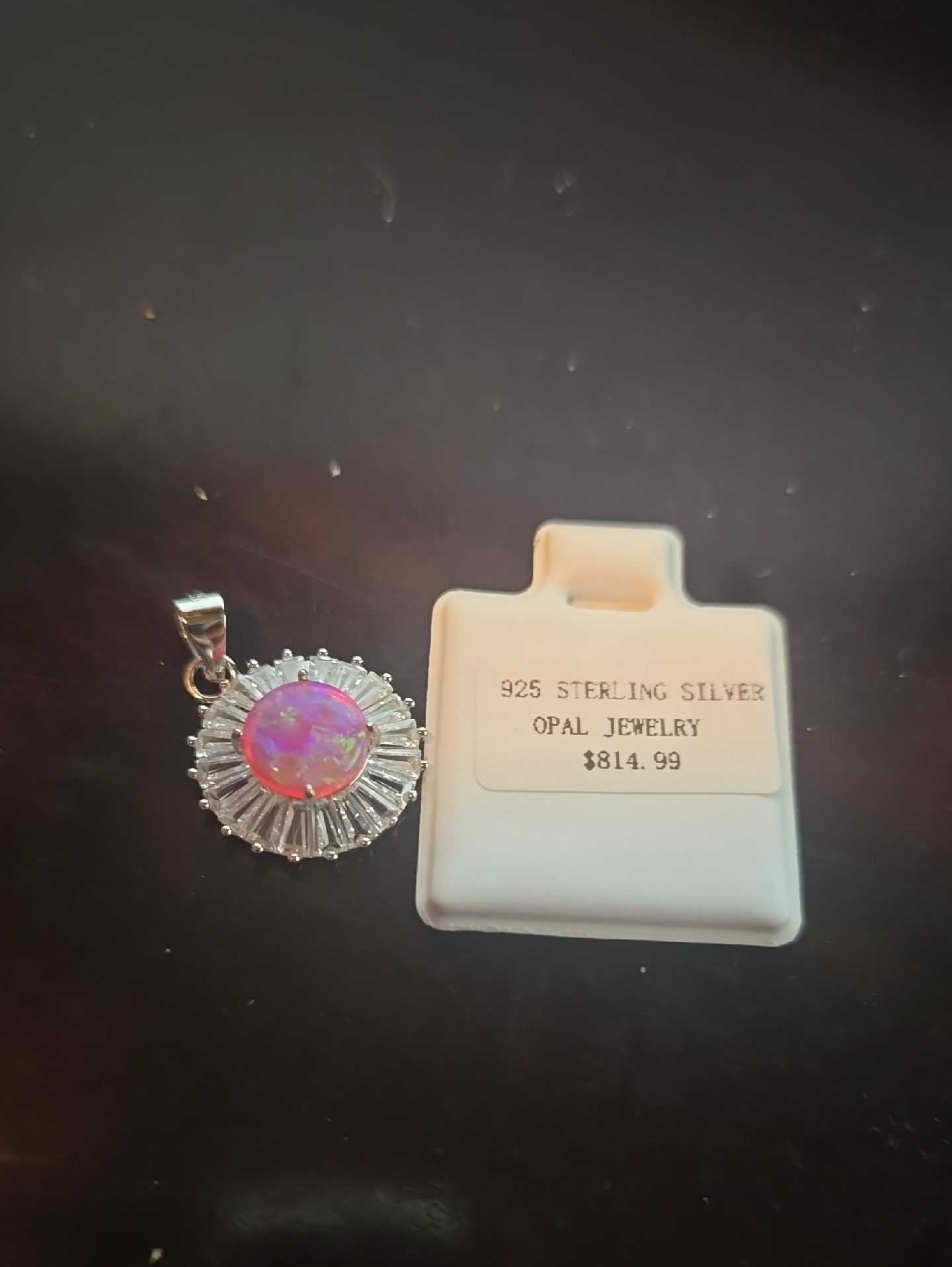925 Sterling Silver Pink Opal Halo Pendant